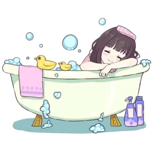 foto, desenho de banho, desenho de banheiro de menina, a garota lava um desenho, anime girl lava