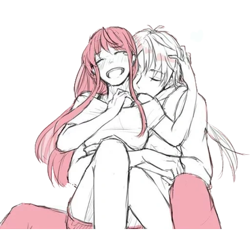 um par de arte de anime, anime arts de um casal, mystic messenger, desenhos de vapor de anime, desenho de par de anime