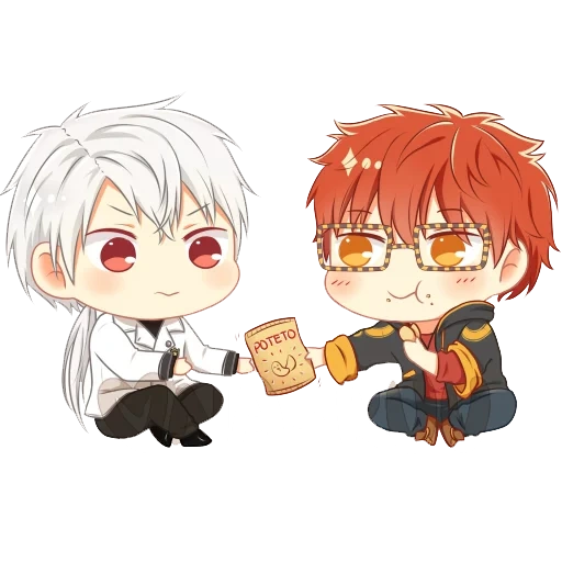 chibi zen, arte anime, anime carino, messaggero mystic, 707 mystic messenger