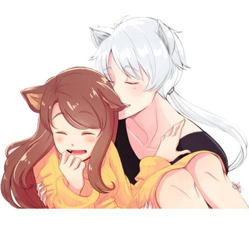 a pair of anime art, anime arts of a couple, lovely anime couples, mystic messenger, by thumpnsfw arting