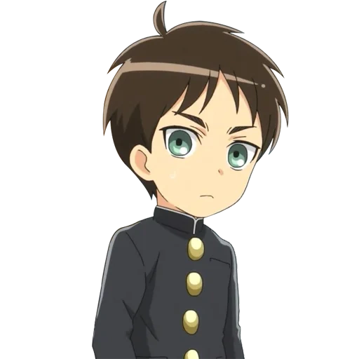 eren, anime, chibi eren, anime charaktere, high school titans invasion