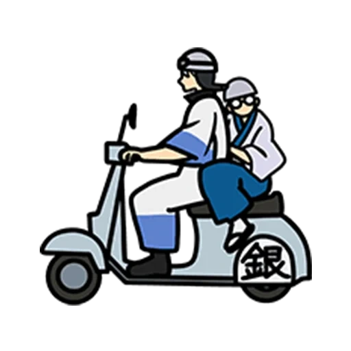 motocyclettes blanches, scooter de moto, envoyer des icônes de fleurs, modèle de scooter humain, insigne de moto de livraison
