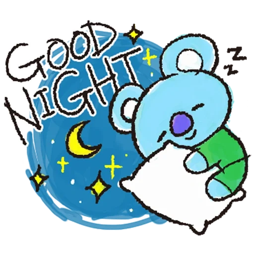 стикер good night, good night sweet dreams, good night, стикеры спокойной ночи красивые редкие, bt21 спят