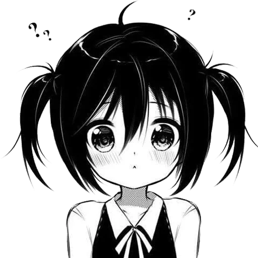 anime, anime kawaiwai, gambar anime, anime hitam dan putih, anime lukisan hitam putih