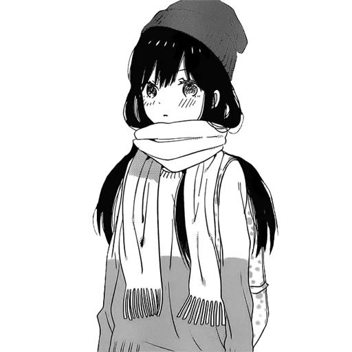 manga de niña, manga de niña, el anime es blanco negro, dibujos de anime de chicas, suéter de chica anime