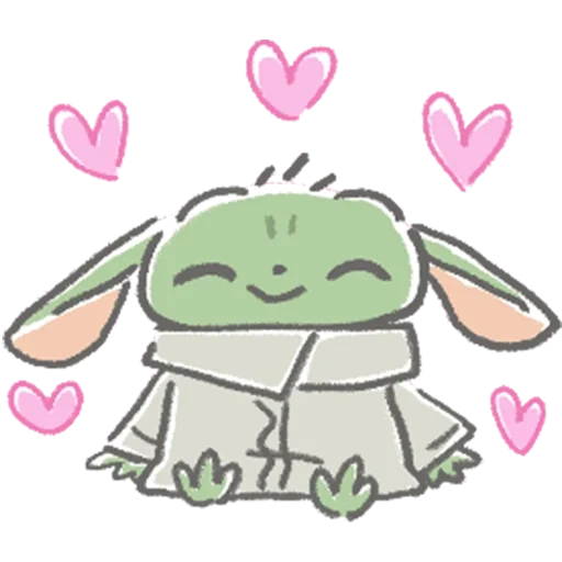 kid yoda stickers, telegram stickers, stickers, cute drawings, clipart