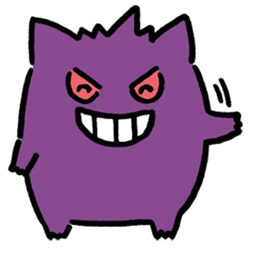 pokémon, gengar pokemon, mágico bebé gengar sonríe, magic baby dibuja gengar, púrpura bebé mágico gengar