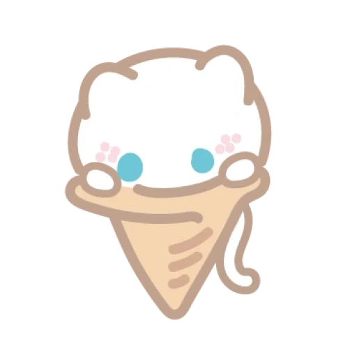 clipart, dessins kawaii, hallow kitty sans fond, sticker à la crème glacée, kawaii