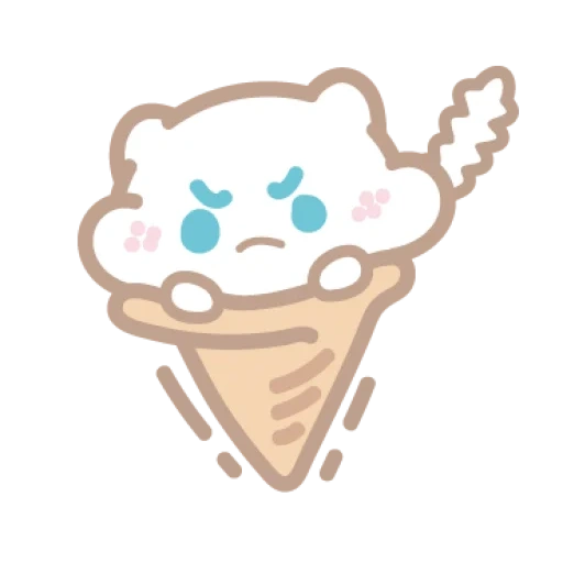 autocollant de crème glacée endormie, cat à crème glacée kawai, sticker à la crème glacée mignonne, crème sucrée, mignon glace à dessiner