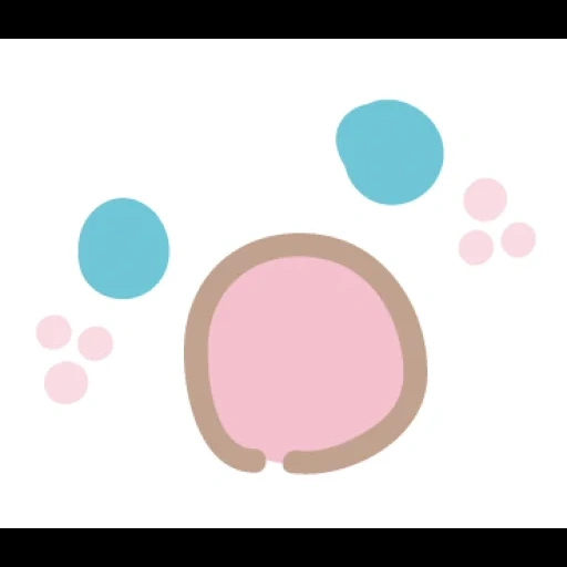 blurred image, pastel background, kawai, color pastel circles, pink logo