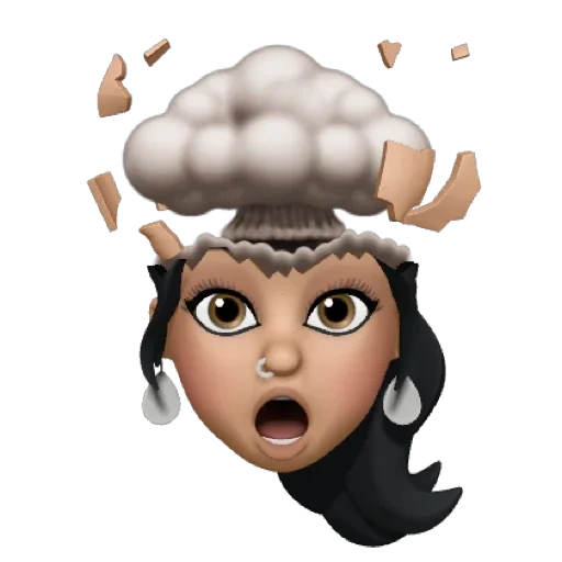 anak, maya shellest, ledakan otak tersenyum, smiley dengan kepala yang meledak, animoji girl brain explosion