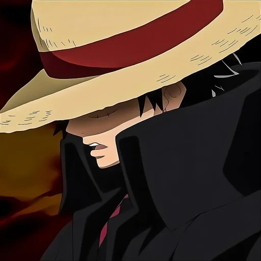 anime, una pieza, manki d luffy, anime one piece, sombrero negro luffy