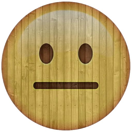 emoji faim, smiley est triste, souriant triste, emoji brun, smiley en bois