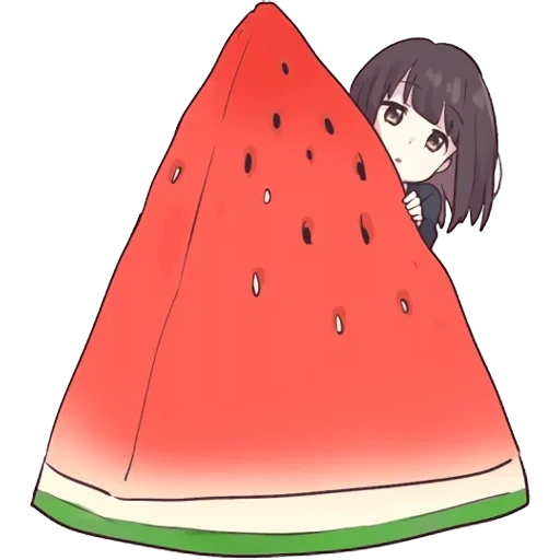 melancia, foto, anime kawai, modelo de melancia
