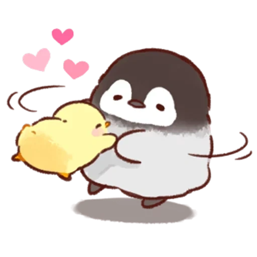soft and cute chick, panda chicken love, penguin chicken cute art, soft and cute chick love duck, chicken penguin soft and cute cick