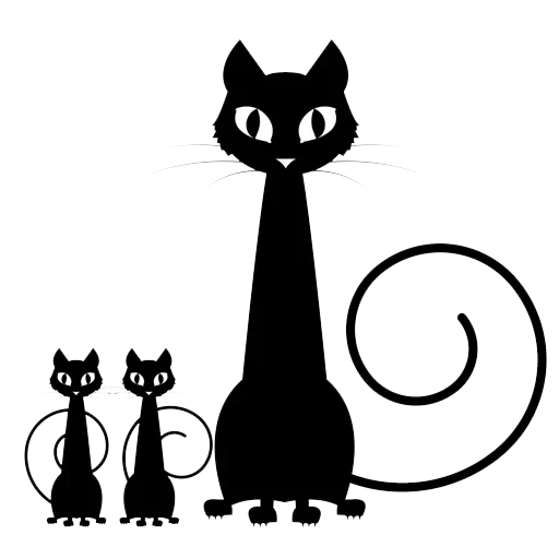 i gatti, silhouette del gatto, profilo di gatto nero, silhouette di gatto nero, silhouette di gatto nero