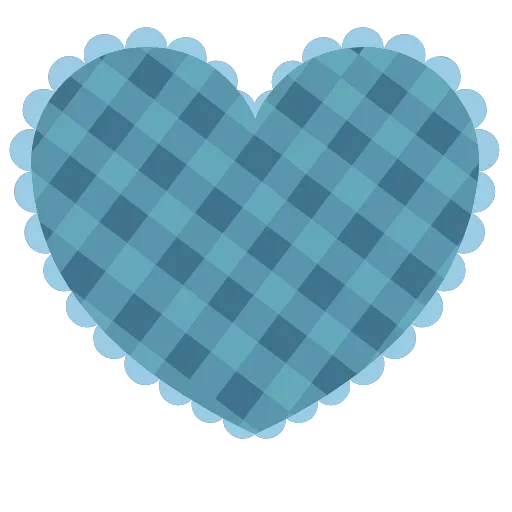 blue heart, printed fabric heart, heart clip, cardiac vector, heart patch