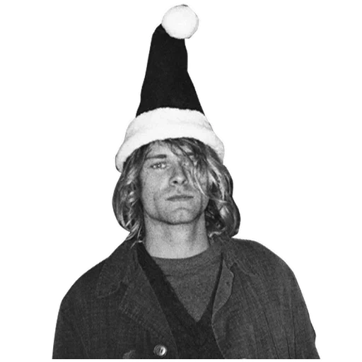 human, kurt cobain, kurt cobain hat, kurt cobain new year, new year kurt cobain