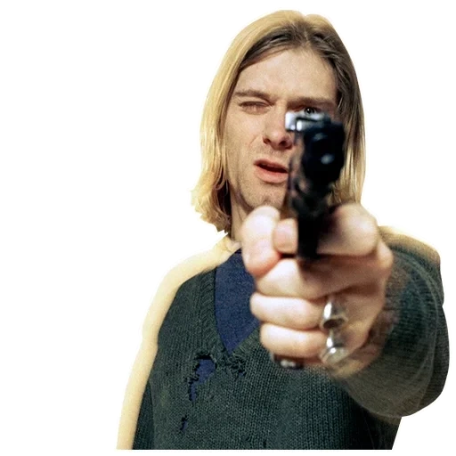 il maschio, kurt cobain, kurt kobein con una pistola, pistola kurt cobain, film nirvana kurt cobain 2020