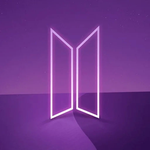 pictogram, logo bts army, latar belakang violet, neon bcts army, tentara ungu bts