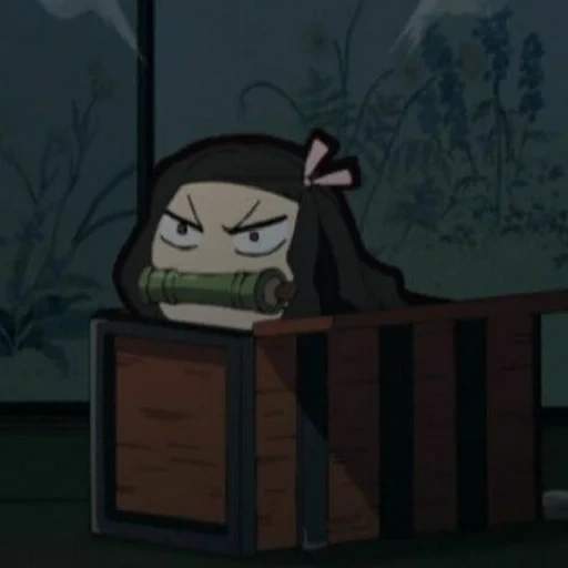 nezuko, anime memes, angry nezuko, the anime is funny, angry nezuko in box