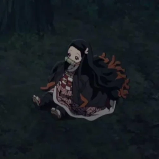 nesuko, nezuko se sienta, capturas de pantalla de nezuko, la cuchilla diseccionando demonios, hoja de anime de demonios de disección