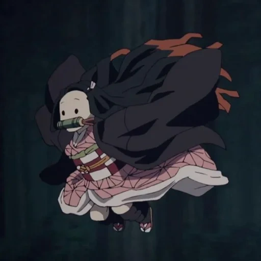 nezuko, nezuko run, corrida ancestral interior, papel de animação, cortar a lâmina do diabo é ridículo
