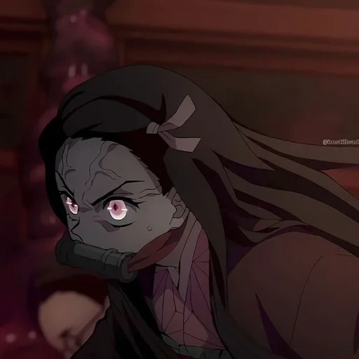 anime, démon de nezuko, nezuko kamado, captures d'écran de nezuko, démons de coupe lame nazuko kamado