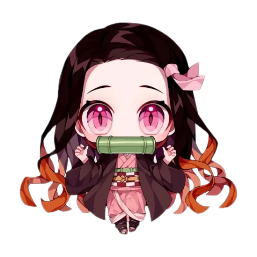 nezuko, la figura, chibi ningzi, diavolo killer chibi, la lama del diavolo degli antenati nella parete rossa