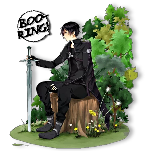 kirito, kirito art company, cartoon characters, sword master online, kyrigaya and rattan elves