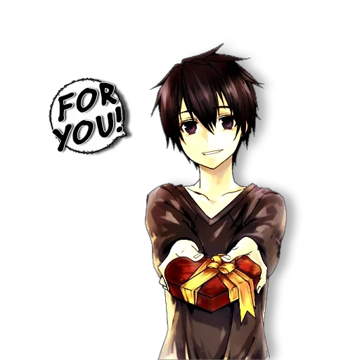 kirito animation, kirito's heart, cartoon character, sword master online, anime people give gifts