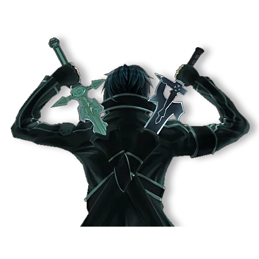 sirito back, kamui kirito, sword master online, sirito uses his sword behind his back, kirito carried two swords on his back