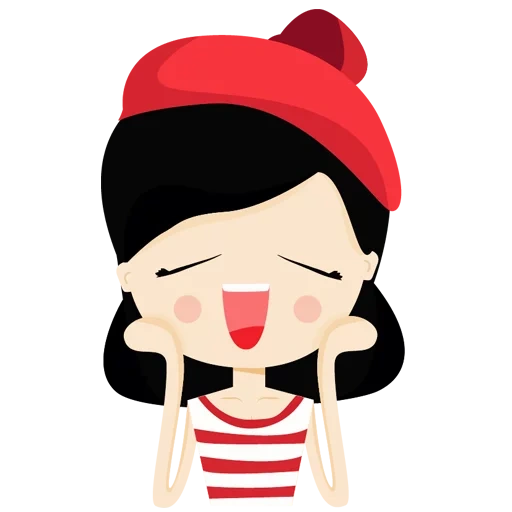 ragazze, immagine, ragazza asiatica, adesivi per ragazze carine, girl emoji beretka