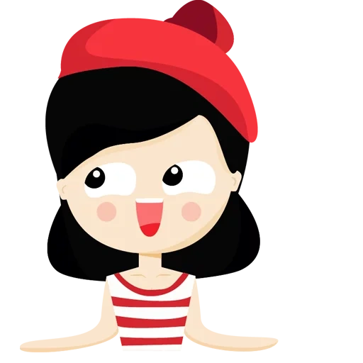 girl red, expression girl hat, cartoon french without background