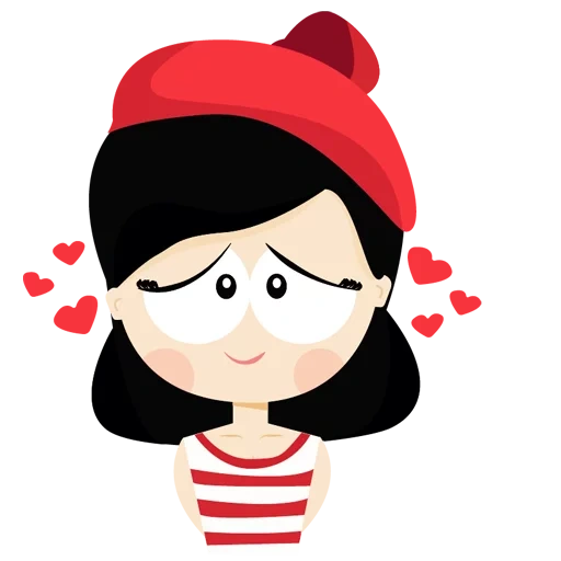 girl, girl red, cute girl sticker, the girl waved her handkerchief