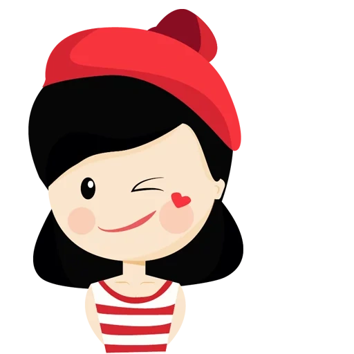 chica asia, la chica es roja, la chica emoji es una gorra
