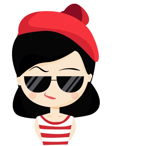 girl, facebook, cute girl sticker, expression girl hat, girl expression beret