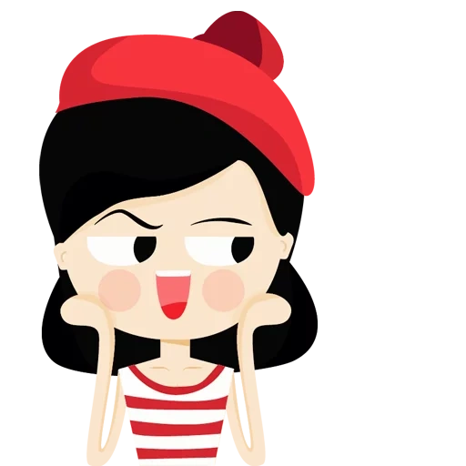 personaje, chica asia, icono de niña, niña emoji beretka