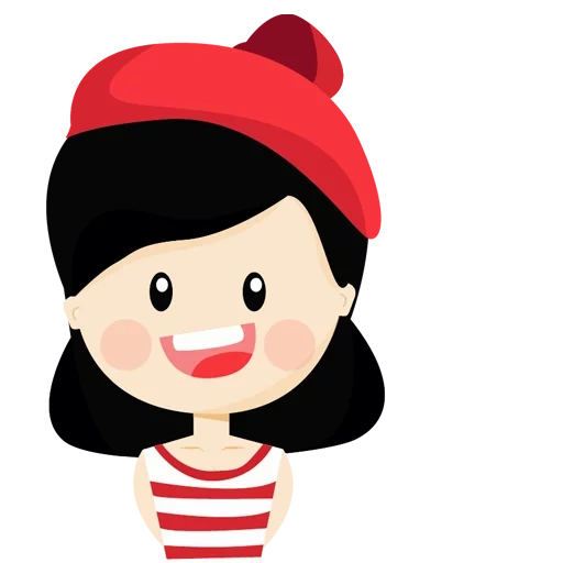female, icon girl, girl red, expression girl hat