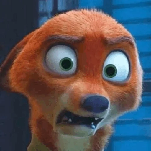 nick wilde, pele animal, fox nick wilde, fox animal city, nick wilde assusta