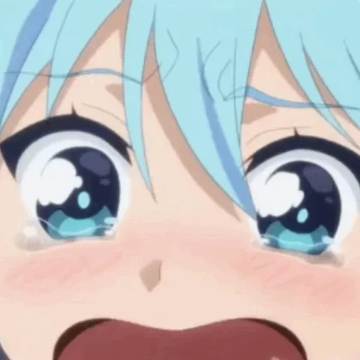 mèmes d'anime, anime de kawai, aqua konosuba, konosuba, l'eau konosuba pleure