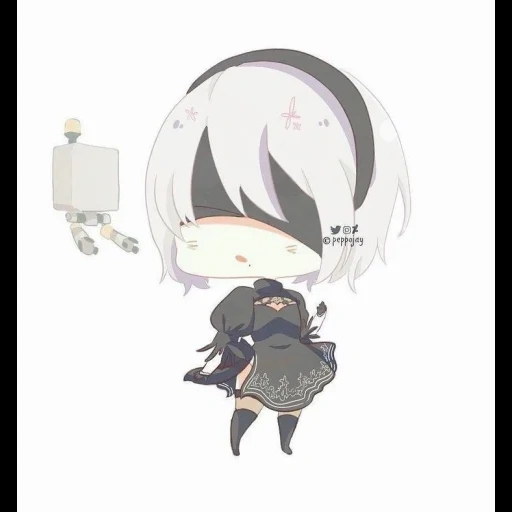 2b nier chibi, 2b anime chibi, nier automata chibi, 2b nier automata chibi, nier automata aufkleber