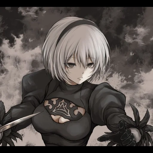 2 b, yorha 2b, nier automata, joerha 2b animation, anime female warrior