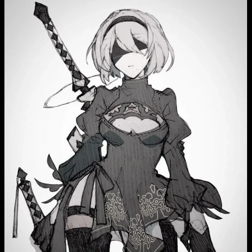 2 b, 2b nier, nier automata, personajes de animación, niña de animación literaria