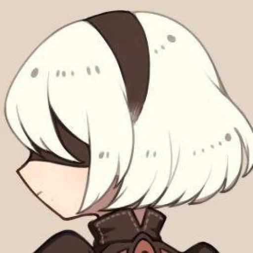 anime, neil chibi, nier automata, 2 b nier automata, automate 2b neil red cliff