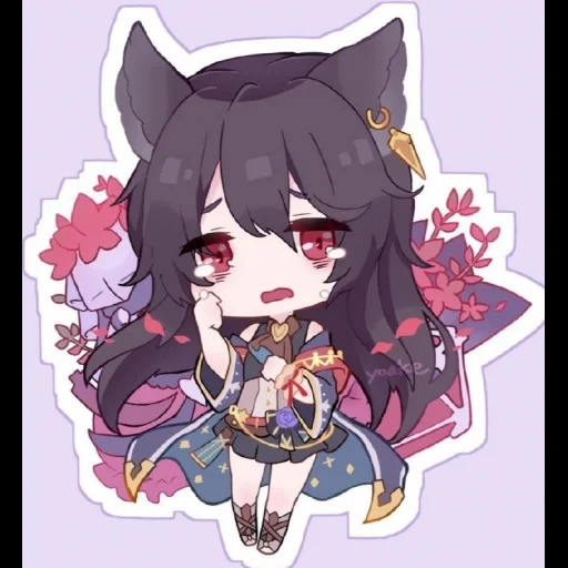 ahri maid, chibi kitsuna, anime characters, granblue fantasy, ooki myo hololive chibi