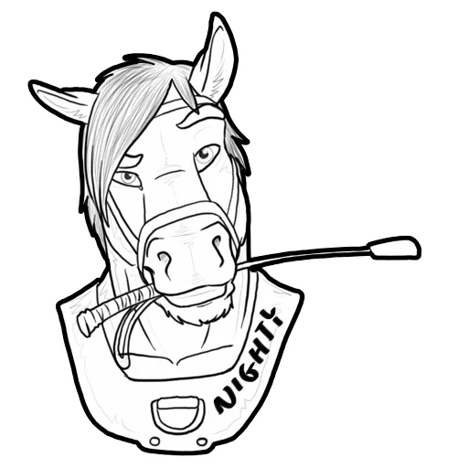 horse, bojack's sketch, horse sketch, the muzzle of a horse, horse barking sketch