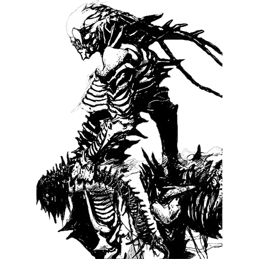 alien monster, demon drawing, xenomorph raven, drawings of monsters, napalm rave cover