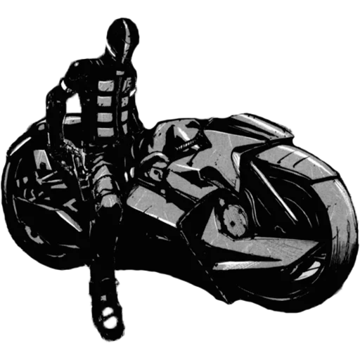 art cyberpank, manga cyberpank, la silhouette di un motociclista, moto di bucky barnes, motocicletta formato vettoriale