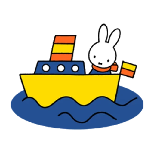 emoji, bateau, autocollants, figure du bateau à vapeur, série animée de miffy